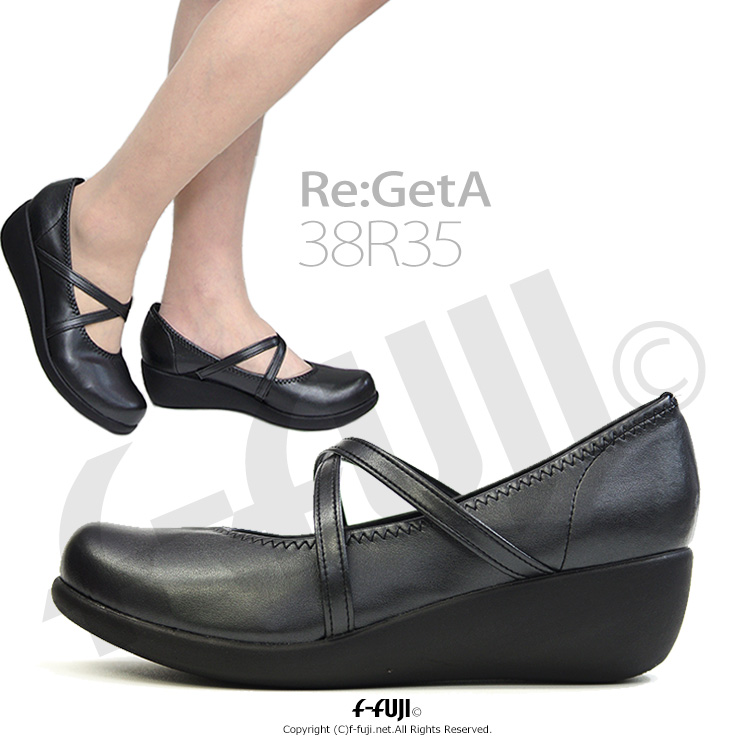 リゲッタ パンプス 5ｃｍ 38R35 Re:GetA ブラック はきやすい 歩きやすい 靴 正規商品 日本製 送料無料